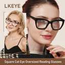 LKEYE Oversized Reading Glasses Women Men Oprah Style Blue Light Blocking Computer Square Reader Spring Hinge Eyewear LK6085