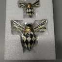 MACKENZIE-CHILDS Set of 2 Decorative Magnets, Magnets for Refrigerator Decor, Courtly Check Bee