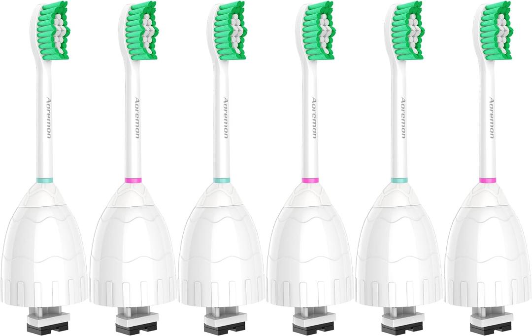 Aoremon Replacement Toothbrush Heads for Philips Sonicare E-Series Essence HX7022/66 and other Screw-on Electric Toothbrush Model, 6 Pack
