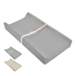 Baby Changing Pad, Waterproof & Wipeable Vegan Leather Diaper Changing Mat 31" x 16", Comfortable Soft Standard Size Infant Diaper Mat for Dresser and Table, Taupe (Grey)