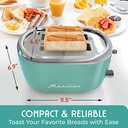 MELLERHOME Retro Toaster 2 Slice, 7 Browning Levels, 3 Functions (Reheat, Defrost, Cancel), Removable Crumb Tray, Under Base Cord Storage, Turquoise