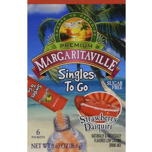 4 x Margaritaville, Singles To Go Water Drink Mix Flavored NonAlcoholic Powder Sticks 6 Count, Strawberry Daiquiri, 0.63 Ounce (EXP 02/28/27)