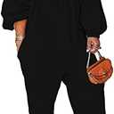 MESLIMA Women's Loose Fit Elastic Off Shoulder Beam Foot Long Sleeve Jumpsuit Rompers with Pockets Plus Size XXL