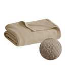 Blanket Khaki 108x90" King Size Basketweave Premium Soft Cozy 100% Cotton For Bed, Couch or Sofa