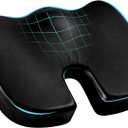 YOUFI Leather Seat Cushion for Office Chair, Ergonomic Support Memory Foam for Long Sitting, Sciatica & Tailbone Pain Relief Pillow for Desk Chair, Car Seats & Gaming Chairs
