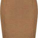 Kate Kasin Women's Tweed Pencil Skirt Knee Length High Waisted Skirts with Slit Elegant Skirts with Belt (Medium)