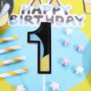 Blue Black 1st Birthday Candle for Girls Boys - Number 1 Candle, Blue Dog Cake Decorations, Cute Dog Cartoon Themed Birthday Party Supplies
