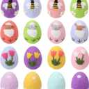 16 Pcs Easter Felted Eggs Bulk Basket Decor,Large Pastel Easter Egg Wool Felt Spring Crafts Tree Hanging Ornaments for Easter Egg Hunt Surprise Egg Party Tiered Tray Decor Goat, Bee, Tulip