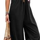 Wide Leg Jumpsuit for Women Spring Summer Casual Loose Bib Overalls Palazzo Pants Rompers Jumpsuits (Small, Black)