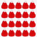 Veemoon 20PCS Mini Christmas Knit Hats,DIY Red Santa Hat Tiny Knitting Doll Hats for Xmas Party Table Decor Tree Ornaments  Bottle Cover