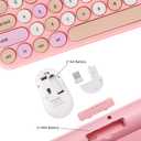Wireless Keyboard and Mouse Combo, Retro Typewriter Keyboard with Round Keycaps, 2.4GHz USB Cute Wireless Keyboard Mouse for Computer, Desktop, Laptop and Computer (Pink-Colorful)