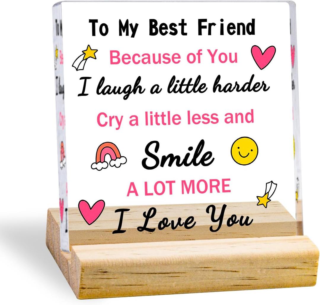 Best Friend Decor Gifts For Women Best Friend Birthday Gift For Women Friendship Gifts Plaques Christmas Gift For Womens Bestie Gift Acrylic Sign Home Desk Decoration