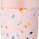 W&P Porter Ceramic Mug w/ Protective Silicone Sleeve, Terrazzo Blush 12 Ounces | On-the-Go | Reusable Cup for Coffee or Tea | Portable | Dishwasher Safe