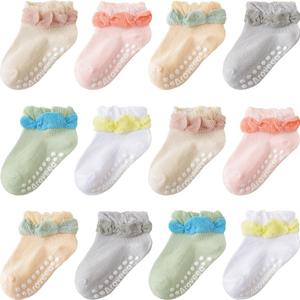 Aroveea Non Slip Grip Ankle Baby Socks 12 Pack for Toddler Boys and Girls Kids Infant Baby Cute Cotton Socks