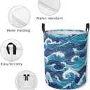 Laundry Basket Abstract Ocean Waves Collapsible Laundry Hamper with Handles Clothes Storage Bin for Household Bedroom Bathroom College Dorms