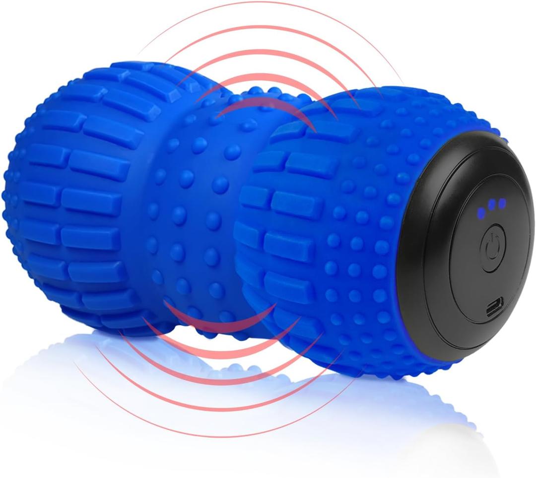 ZeenKind Vibrating Peanut Massage Ball for Plantar Fasciitis, Muscle Pain Relief with 4 Speed, Deep Tissue Therapy for Myofascial Release & Muscle Recovery, Neck Back Foot Roller Massager (Peanut Ball-standard Vibration)