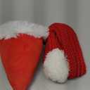 ANIAC Dog Santa Hat and Scarf Set Christmas Small Dog Outfits Fall Winter Red Knitted Cat Scarf with White Pompom Pet Santa Costume Decoration for Puppy and Cats(Red Hat+Scarf, Small)