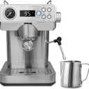 Classic Espresso Machine with Milk Frother, 20 Bar Visible Pressure Guage, Temperature Display Expresso Coffee Machines with Customized Mode Latte & Cappuccino Maker for Home and Office Use (Sliver)