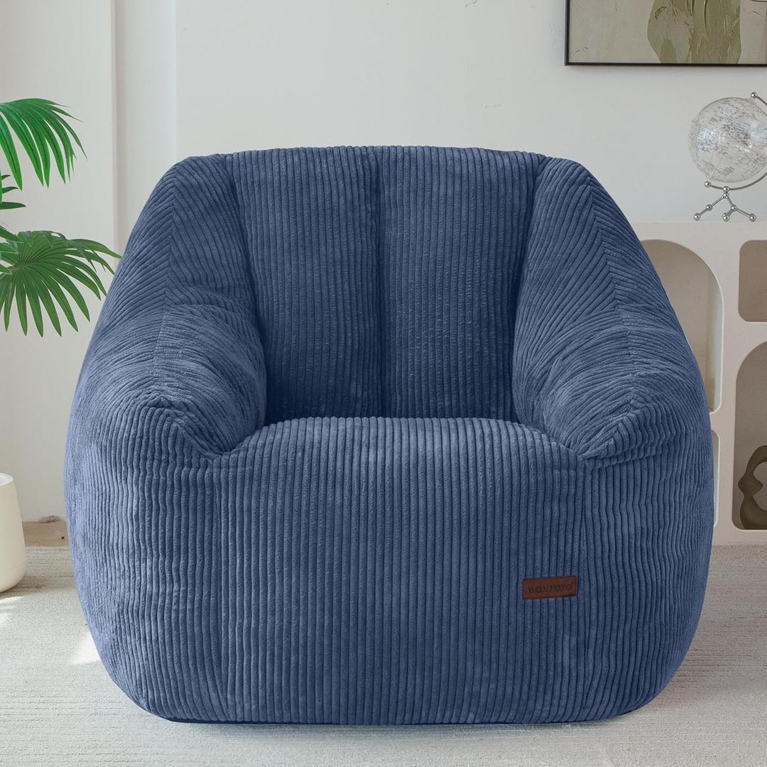 MAXYOYO Bean Bag Chair, Bean Bag Sofa with Filler, Cozy Living Room Chair for Adults and Kids, Stuffed Floor Sofa for Bedroom Dorm Reading, Dusty Blue, Standard