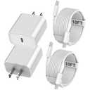iPhone 16 15 Charger Fast Charging, 2Pack 10FT Extra Long USBC to C Cable Cord with 20W Apple iPad USB C Fast Charger USB C Wall Charger Block for iPhone 16/16 Plus/16 Pro/16 ProMax/15/15 ProMax/iPad