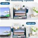 OPNICE Desk Organizer, 4-Tier Desktop File Organizer with Drawer and 2 Pen Holders, Office Desk Accessories, File Sorters, Workspace Organizers for Office Supplies(Dark Blue)