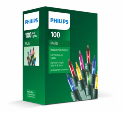 PHILIPS 100 Mini Lights Multi Set of 3 Pack