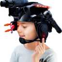 Kids Tactical Multifunctional Helmet Set for Battle Game, Police Cosplay Kids Toy Helmet Paintball Airsoft (Black)