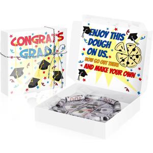 4 x XiaosRen Graduation Pizza Money Box for Cash Gift Money Holder Funny Pizza Gift Boxes for Surprise Holder Graduation Season Grad Party Supplies (Cash Not Include)(White)