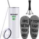 3 PCS Funny Get Well Soon Gifts 20oz Hospital Mug fuzzy Funny Recovery Socks Silver Steel Tea Hand Bell (White)