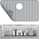 AWOKE Silicone Sink Protectors for Kitchen Sink, 28"'x 14'' Folding Non-slip Sink Mat Grid, for Bottom of Farmhouse Stainless Steel Porcelain Sink with Rear Drain (Grey)