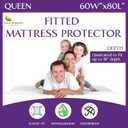 Queen Size Waterproof Mattress Protector - Fitted Sheet Mattress Cover with Deep Pockets - Hypoallergenic, Breathable, Water Proof, Noiseless, Vinyl Free