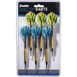 Franklin Sports Soft Tip Darts Set - 6 Pack of 18 Gram Soft Tip Darts - Removable Standard Nylon Flights and Brass Barrels - Lightweight Full Dart Set