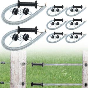 Hicarer 4 Set Electric Fence Spring Gate Handles Kit, Fence Handles with Spring, Corner End Screw-in Ring Insulators, 16 Feet Retractable Electric Gate, Black