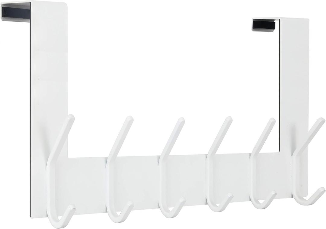 WEBI Over The Door Hooks,Over Door Towel Rack,Door Hanger,Door Coat Hanger,Door Coat Rack,Door Hooks for Hanging Clothes,Back of Door,White