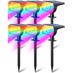Solar Multicolor Lights Outdoor, 6 Lighting Modes Solar Light Outdoor Waterproof IP68, Color Changing RGB Powered Christmas Lights Outdoor for Garden Yard Patio Landscape Christmas Decorations