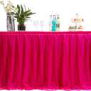 3FT(36 * 31 in)  Wave Rose red Tulle Tutu Table Skirt, Wedding Bridesmaid, Baby Party Skirt, Rectangle Or Round Decorative Table Decoration, Fashion Deluxe Romantic Birthday Party Shower