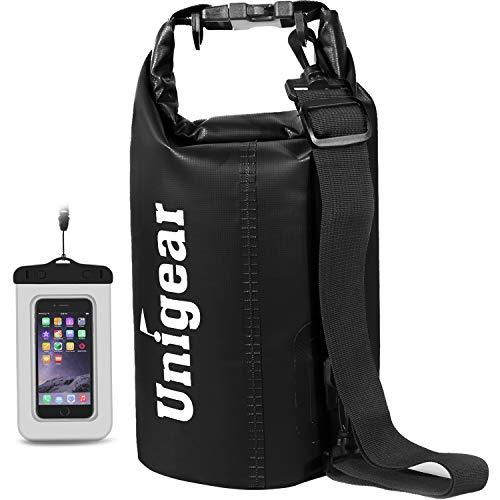 Unigear Dry Bag Waterproof, Floating and Lightweight Bags for Kayaking, Boating, Fishing, Swimming and Camping with Waterproof Phone Case (Black, 30L)