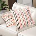 Boho Throw Pillow Covers Colorful 18x18 Inch Set of 2 Square Decorative Cushion Cover Striped Bohemian Pillow Case Farmhouse Accent Netural Pillowcase for Home Sofa Couch Bed Decoration