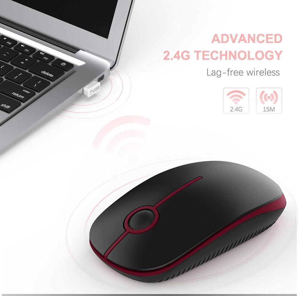 VssoPlor Wireless Mouse, 2.4G Slim Portable Computer Laptop Mouse with Nano Receiver Quiet Silent Optical Mice for Notebook, PC, Laptop, ComputerBlack