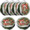 YAYODS 6 Pack Wreath Storage Container 30 Inch Wreath Storage Bag Heavy Duty Christmas Wreath Boxes with Clear Window for Xmas Holiday Seasonal Wreath Garland (White)