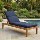 3" Solid Outdoor Lounge Chair Cushion, 74 x 22.5 inch Weather Resistant Chaise Lounge Cushion with 6 Ties for Patio Pool Furniture