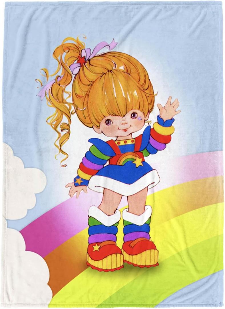 Jay Franco Kids Plush Throw Blanket  Soft & Comfy 50x70 Inches Throw for Couch or Bed  Cozy Home Dcor for Living Room & Bedroom, Multi - Rainbow Brite