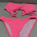 Fanuerg Women's Ribbed Bikini Sets Scoop Neck Cheeky Swimsuit Textured Two Piece Bathing Suit Hot Pink M