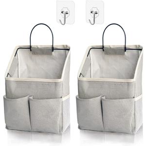 2 Pack Wall Hanging Storage Bag,Wall Hanging Organizer bags with Pockets, Wall Organizer Storage for Dormitory Bathroom Bedroom (Grey-upgraded), 2 Pack