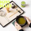Japanese Matcha Set 7pcs - Ceramic Bowl & Hyaku Hon Tachi Bamboo Whisk (Chasen), Chashaku Spoon, Strainer, Cloth - Traditional Tea Ceremony Kit