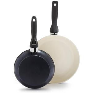 GreenPan Rio 8" and 10" Frying Pan Skillet Set, PFAS-Free, Healthy Ceramic Nonstick Cookware, Stay-Cool Bakelite Handles, Dishwasher Safe, Easy Clean, Durable Performance, Black
