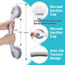 2Pc 16 Inch Grab Bars for Bathtubs and Showers Safety,No Drill Shower Grab Bar with Strong Suction Cups.Portable Bathtub Handle for Seniors