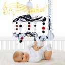 Baby Crib Mobile, Mobile for with Mirror, Black and White High Contrast Toy Newborn Infants Boys Girls, Hanging Rotating Toys Nursery Toys, Knob Type