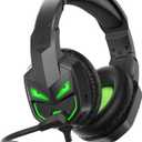 EKSA Fenrir S Gaming Headset for Xbox Series X/S, Xbox One, PS5, PS4, PC, Switch - Noise Cancelling Microphone, Comfortable Ear Pads, 50 mm Drivers, RGB Light, One Key Control - Birthday Gift, Green