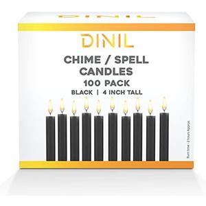 Dinil - Spell Candles for Rituals, Birthdays, Spells, Premium Chime Candles (100, Black)
